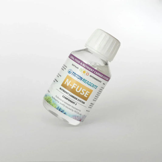 Triton Reagents N-Fuse coral food nutrient carrier system bottle on white background